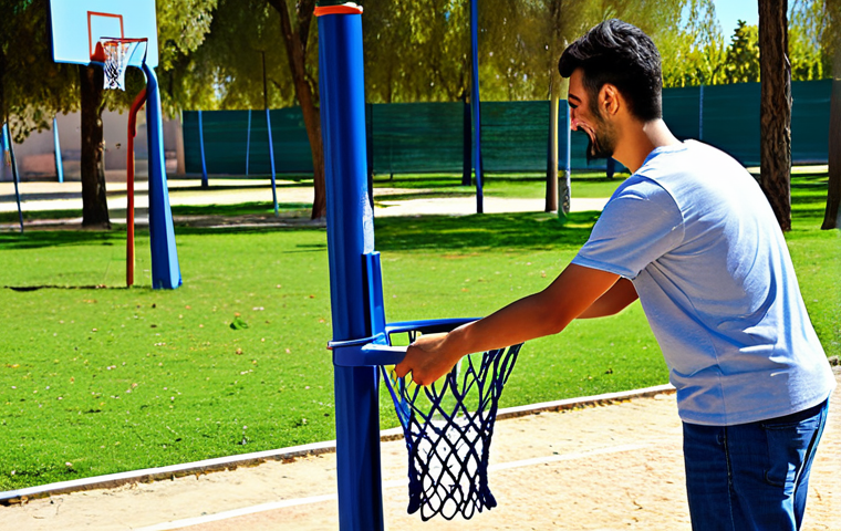 농구코트 관리 팁 - Crack Repair in Barcelona**

"A person wearing work gloves is repairing a crack in a concrete basket...